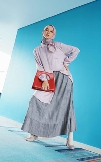 Rok Long Skirt Plisket Ruffle Light Grey