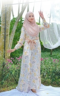 Long Dress Gamis Talia - Cream - XL