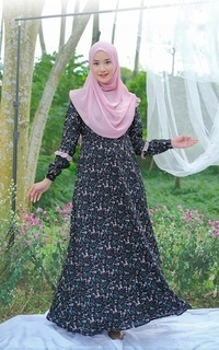 Long Dress Gamis Talia - Black - S