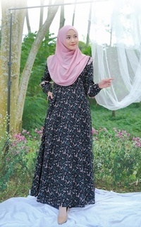 Long Dress Gamis Talia - Black - L