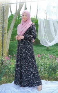 Long Dress Gamis Talia - Black - XL