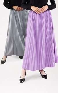 Rok Pleats Skirt Dark Grey A & Lilac