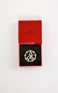 Bros Round Pearl Signature Brooch Gold