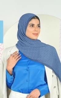 Pashmina Bimu Pleated Shawl - Navy