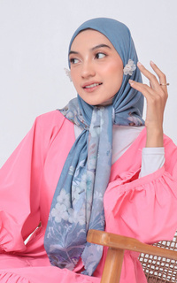 Hijab Motif Jardin Series Scarf -  Perfect Blue