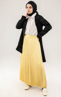 Skirt Satin Pleats Skirt - Yellow