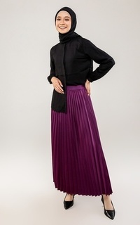 Rok Satin Pleats Skirt - Purple