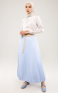 Skirt Satin Pleats Skirt - Light Blue