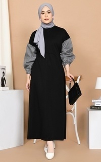 Gamis Mybamus Sena Mix Square Dress Black M15928 R21S1