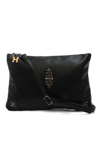 Tas Konomo Handbag Clutch Unisex Casual Elegan Large Storage Material Leather ORIGINAL -Black