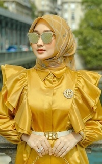 Hijab Motif The Autograph Voile Square - Jaune