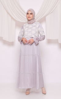 Long Dress Sakinah Dress Brukat Nura - Grey