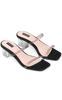 Shoes Audrey Black Clear heels Dengan Strap transparan 