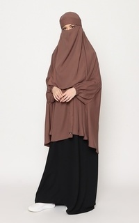 Instant Hijab Allev Khimar Lengan Arumi - Coklat