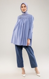 Blouse Nollie Pleated Blouse - Blue