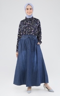 Rok Long Skirt Denim Tiara Dark Blue