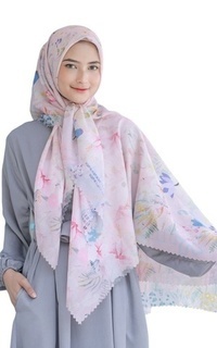 Printed Scarf Hijabwanitacantik - Hibi Scarf Polycotton Voal Jumbo | Hijab Printing Segi Empat Scarf Jumbo