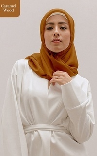 Plain Scarf Hijab Savra Voal Caramel Wood