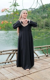 Long Dress Maetha - Gamis Polos Wanita Dewasa Ichi Series - Black