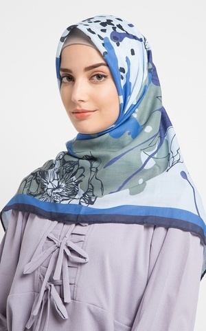 Printed Scarf Mairei Voal Scarf - Blue ZRN