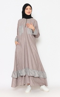 Long Dress Dress Wanita Danish Wardrobe Lunna Gamis - Coklat