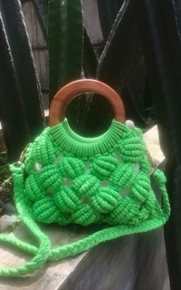 Bag Mini Clutch Shell Macrame Green
