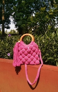 Bag Clutch Shell Macrame Pink Pink-620111