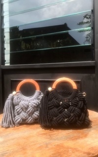 Bag Mini Clutch Shell Macrame Black