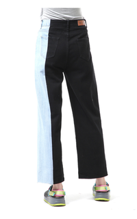 Pants Stella Long Pants Celana Baggy Jeans Wanita Kombinasi 2Warna Material Denim ORIGINAL - Blue Black Biru Hitam-620615