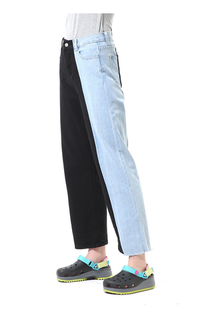 Pants Stella Long Pants Celana Baggy Jeans Wanita Kombinasi 2Warna Material Denim ORIGINAL - Blue Black Biru Hitam-620616