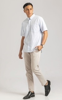 Kemeja Kami Galen Sleeve Short Shirt Light Blue Square