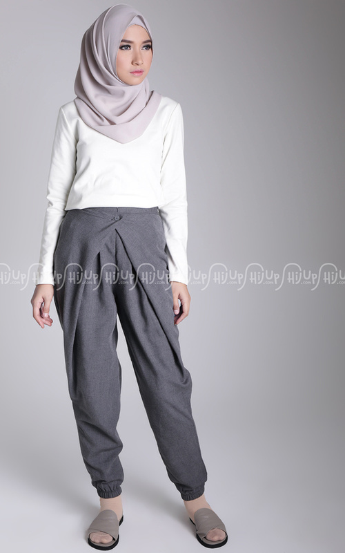 Shop HIJUP BASIC High Waist Scuba Pants Pants