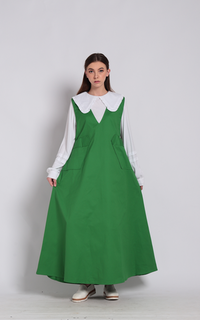 Long Dress Latika Sleeveless V Green