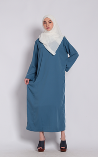 Gamis Abaya Loose Blue Dress