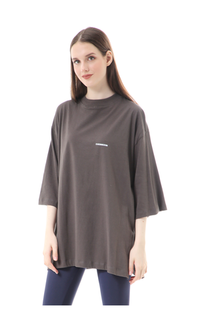 Shirt Wina Kaos Atasan Wanita Polos Basic Oversize - Dark Grey