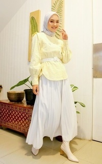 Rok Long Skirt Plisket Ana in White