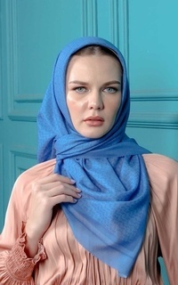 Hijab Motif Knit Monogram - Cendre Blue