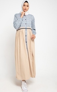 Long Dress Thisa Dress - Blue Cream ZRN