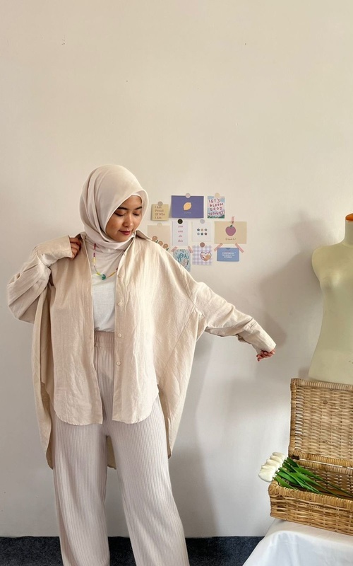 Kemeja - Kirana Oversize Shirt - Oat