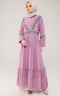 Gamis Shaila Dress Lavender Cream