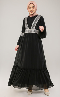 Gamis Shaila Dress Black Cream