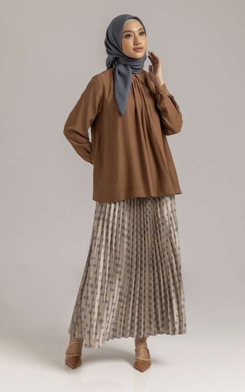 Blus - Kami Miya Top Plain Mocca - Mocca