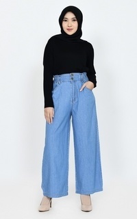 Palazzo Kulot Jeans Highwaist Light Blue