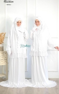 Praying Set Mukena Naureen All Size - (White)/ Mukena Potongan Alya