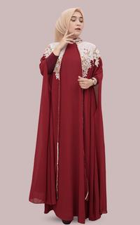 Kaftan Kaftan Alicia Maroon Cerutty Premium by Caftanesia