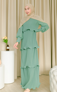 Gamis Alunicorn - Nura Dress Ocean Mint - Dress Plisket