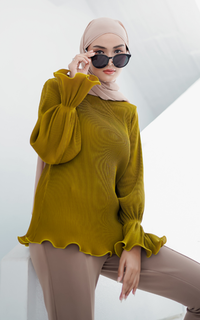 Blouse Alunicorn - Esme Blouse Lonceng Lemon - Blouse Plisket