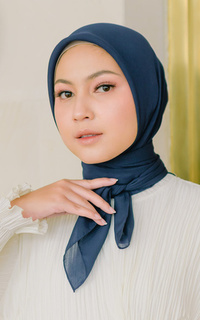 Plain Scarf Polly Cotton (Hijab Bella Square) Navy-645340