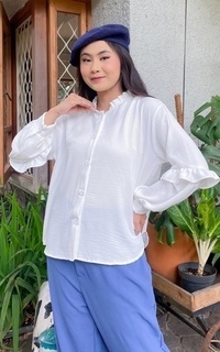 Blus Yoenik Apparel Minji Tops Crinkle White M17512 R9S1