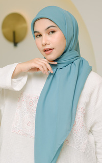 Plain Scarf Polly Cotton (Hijab Bella Square) Blue Tosca-645469